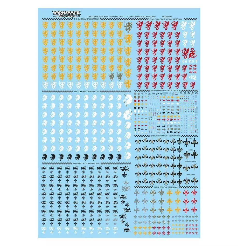Warhammer: The Old World - Kingdom of Bretonnia - Transfer Sheet (ONLINE ORDER ONLY)