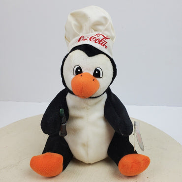 1998 Coke Cola Bean Bag Plush Style #0127 Penguin in Chef's Hat