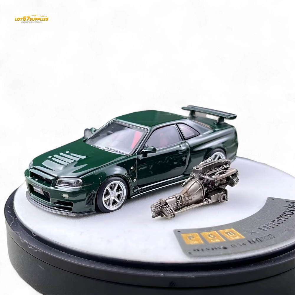PGM Nissan GTR R34 Z-TUNE - British Green 1:64 Luxury Box 1:64 (ONLINE ORDER ONLY)