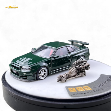 PGM Nissan GTR R34 Z-TUNE - British Green 1:64 Luxury Box 1:64 (ONLINE ORDER ONLY)