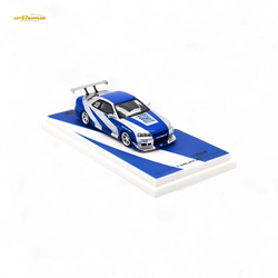 TimeMicro SKYLINE GT-R R34 - Blue Silver Ordinary 1:64 (ONLINE ORDER ONLY)