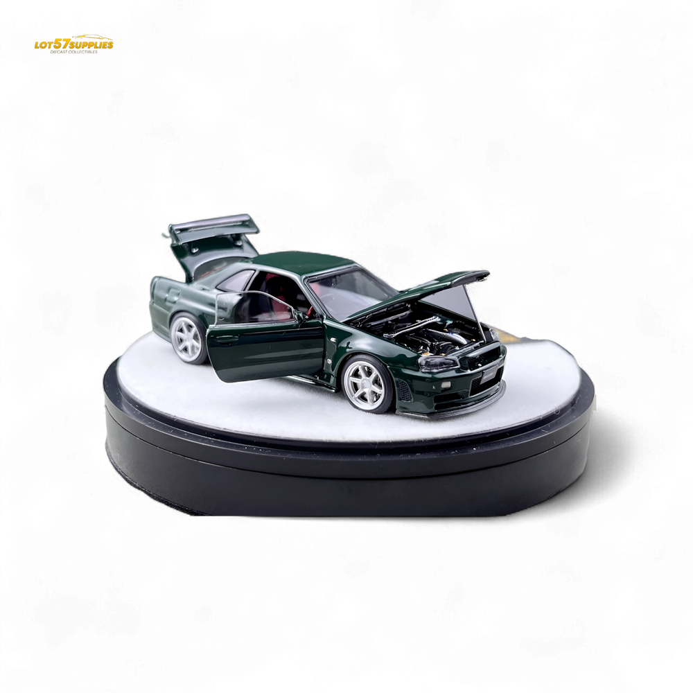 PGM Nissan GTR R34 Z-TUNE - British Green 1:64 Luxury Box 1:64 (ONLINE ORDER ONLY)