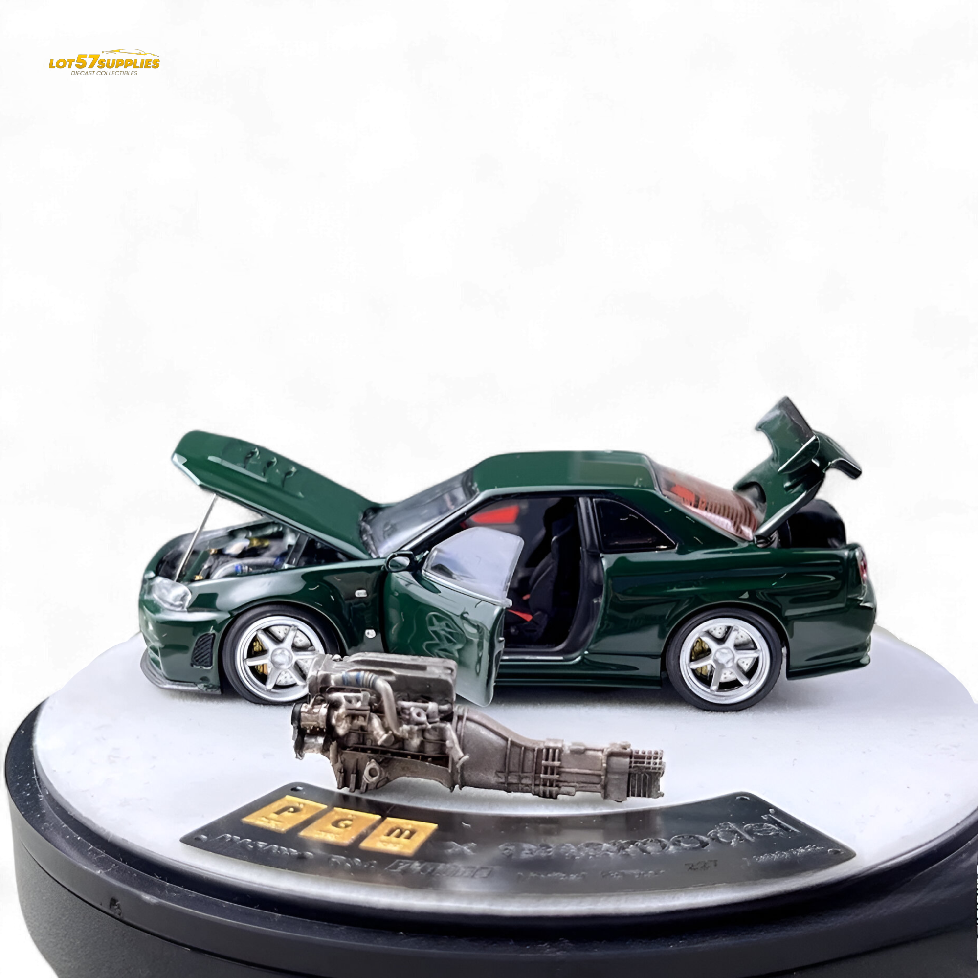 PGM Nissan GTR R34 Z-TUNE - British Green 1:64 Luxury Box 1:64 (ONLINE ORDER ONLY)