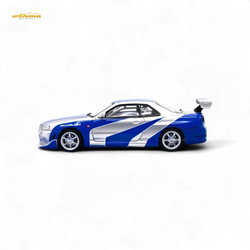 TimeMicro SKYLINE GT-R R34 - Blue Silver Ordinary 1:64 (ONLINE ORDER ONLY)
