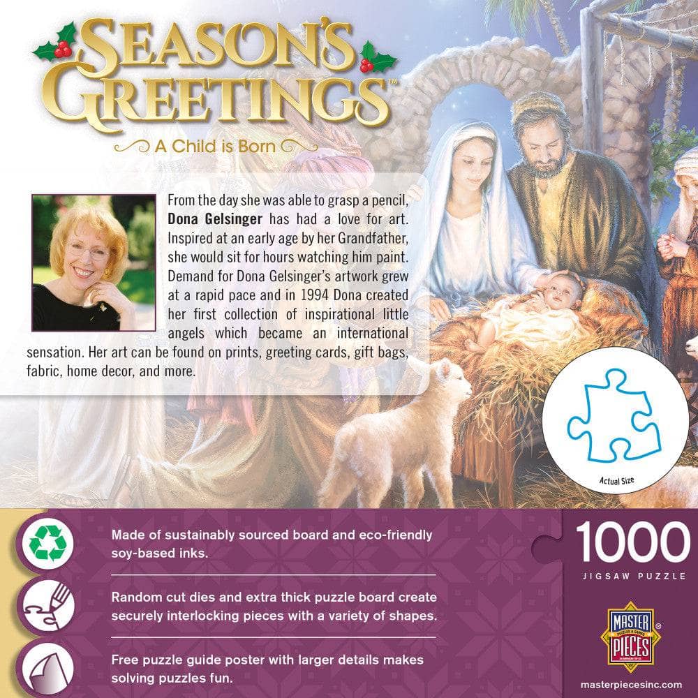 Season's Greetings - A Child is Born 1000 Piece Jigsaw Puzzle (ONLINE ORDER ONLY)
