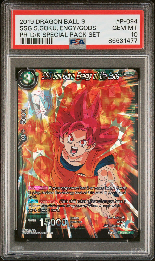2019 DRAGON BALL SUPER SSG S.GOKU, ENGY/GODS #P-094 - PSA 10 (Online Order Only)