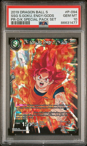 2019 DRAGON BALL SUPER SSG S.GOKU, ENGY/GODS #P-094 - PSA 10 (Online Order Only)