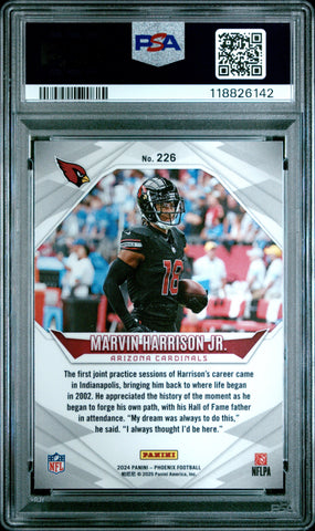 Graded 2024 Panini Phoenix Marvin Harrison Jr #226 Ice Rookie RC Football Card PSA 10 Gem Mint (ONLINE ORDER ONLY)