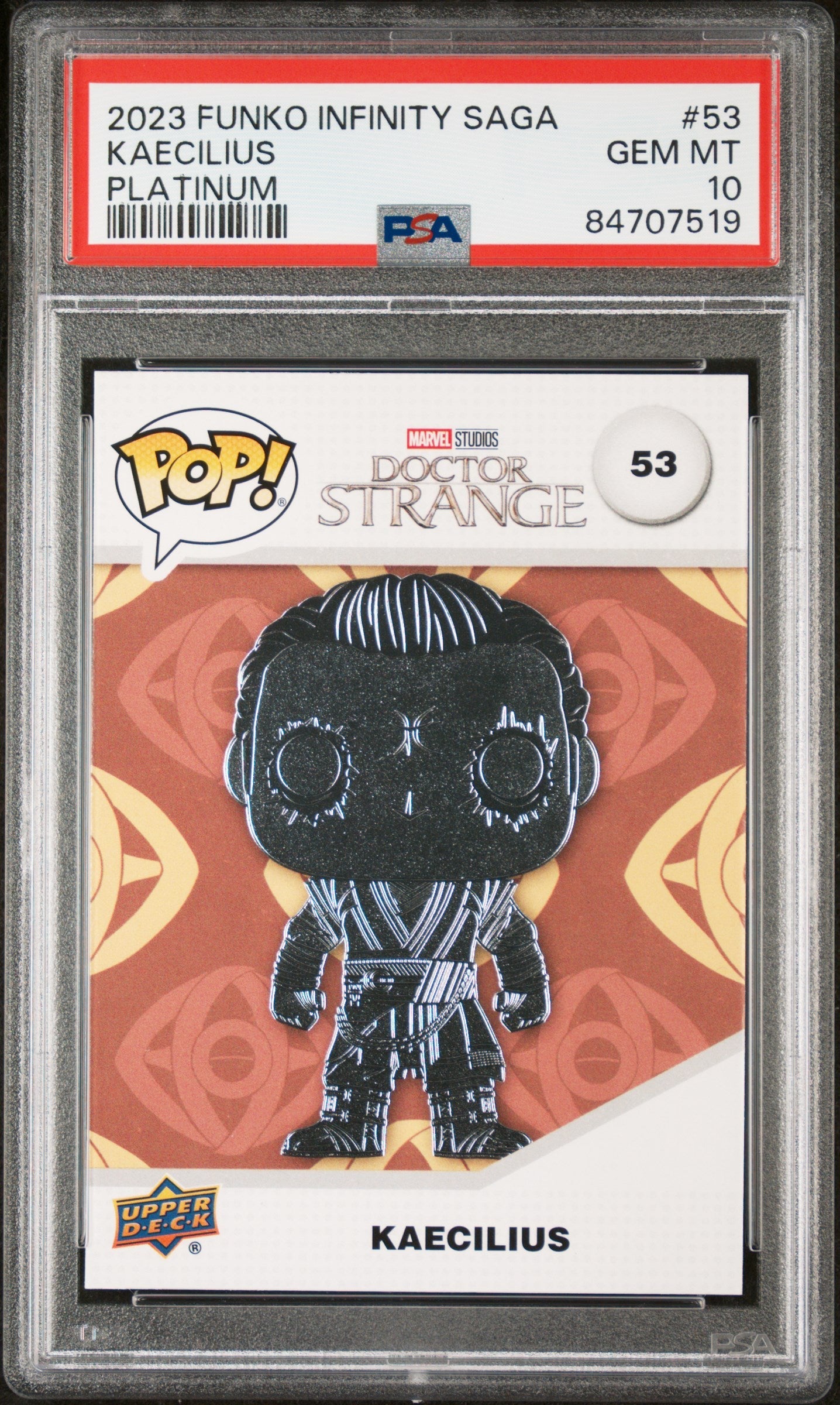2023 UPPER DECK FUNKO POP MARVEL  KAECILIUS PLATINUM #53  PSA 10 (Online Order Only)