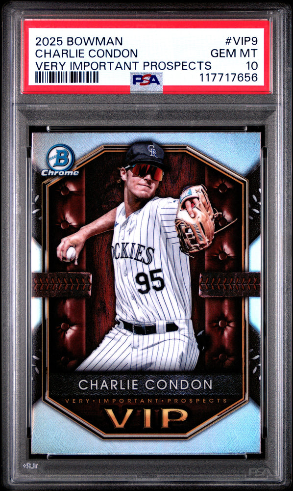 Graded 2025 Topps Bowman Charlie Condon #VIP9 Very Important Prospects Rookie RC Baseball Card PSA 10 Gem Mint (ONLINE ORDER ONLY)