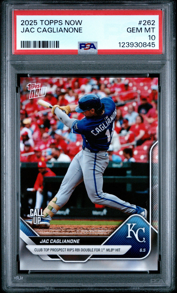Graded 2025 Topps Now Jac Caglianone #262 Rookie RC Baseball Card PSA 10 Gem Mint (ONLINE ORDER ONLY)