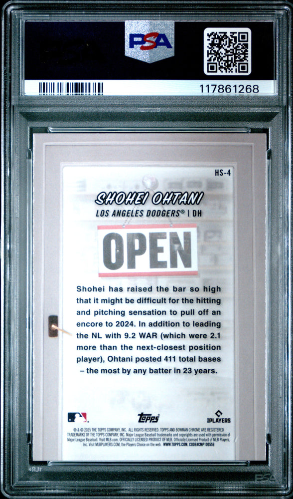 Graded 2025 Topps Bowman Shohei Ohtani #HS4 Hobby Stars Baseball Card PSA 10 Gem Mint (ONLINE ORDER ONLY)
