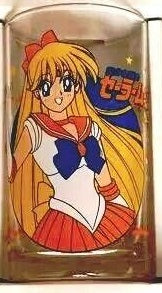 Sailor Moon Glass Cup j9i10 - Sailor Venus Retro Very Rare