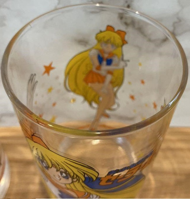 Sailor Moon Glass Cup j9i10 - Sailor Venus Retro Very Rare