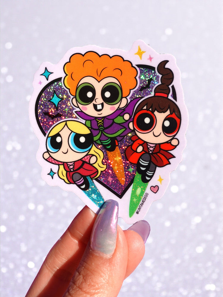Sanderpuffs Sisters Sticker – Glitter Halloween Witch Mashup Vinyl Sticker (ONLINE ORDER ONLY)