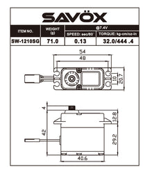 Savox SW1210SGP-BE Black Edition Waterproof HV Coreless Servo - Premium All-Weather