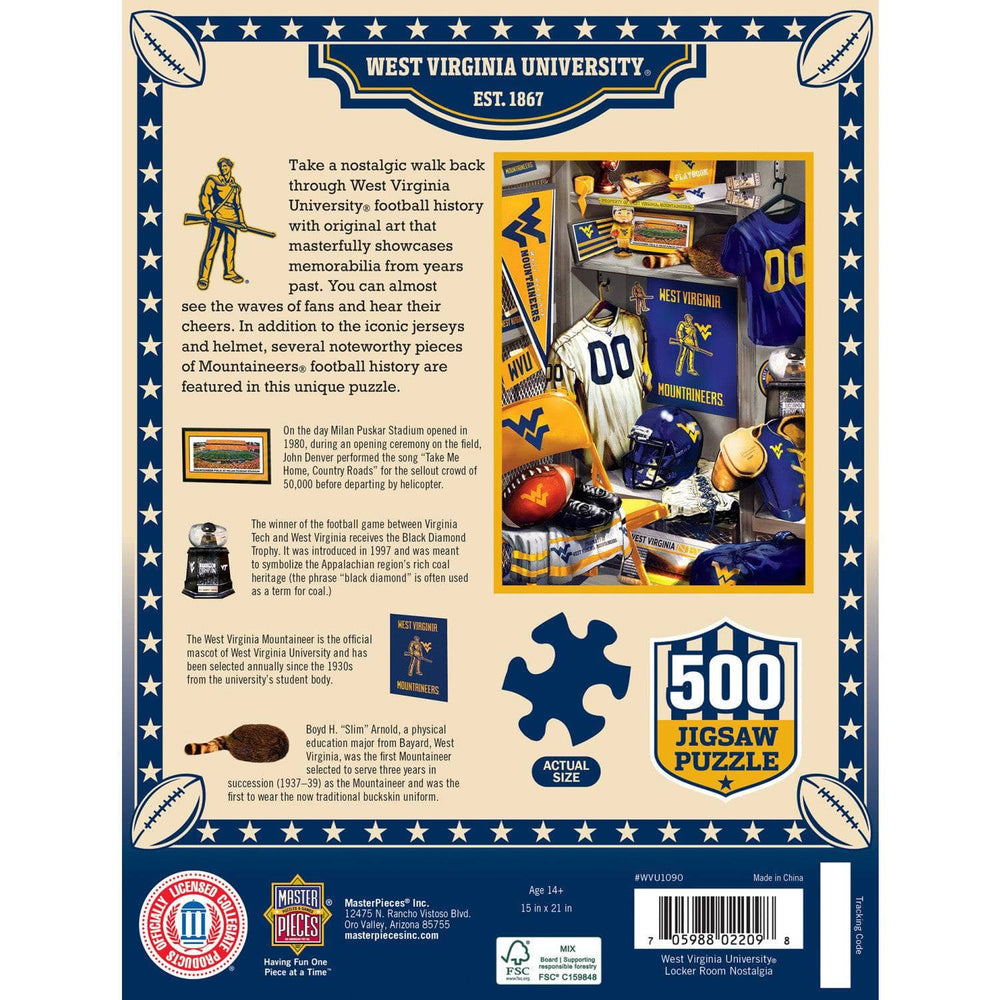 West Virginia Mountaineers - Locker Room 500 Piece Jigsaw Puzzle (ONLINE ORDER ONLY)
