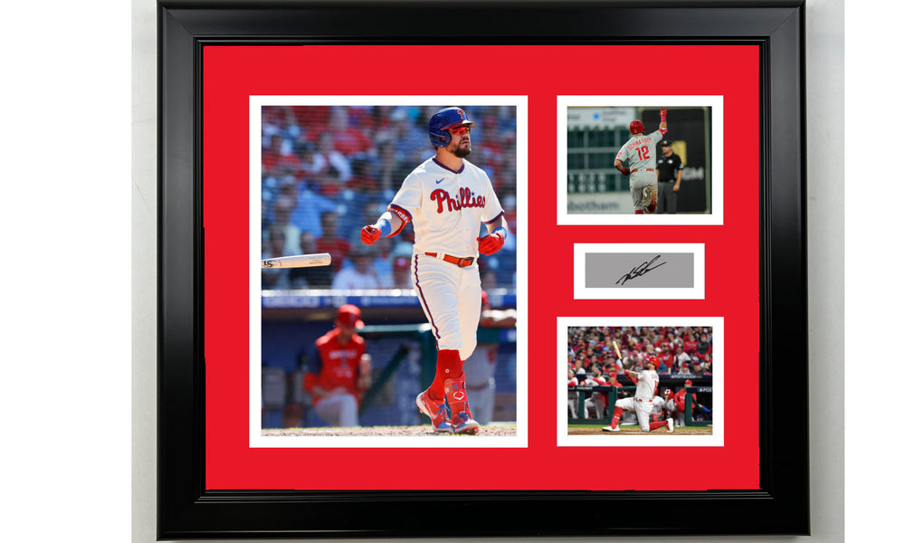 Framed Kyle Schwarber Philadelphia Phillies Facsimile Laser Engraved Signature Baseball 14x11 3 Photo Collage (ONLINE ORDER ONLY)