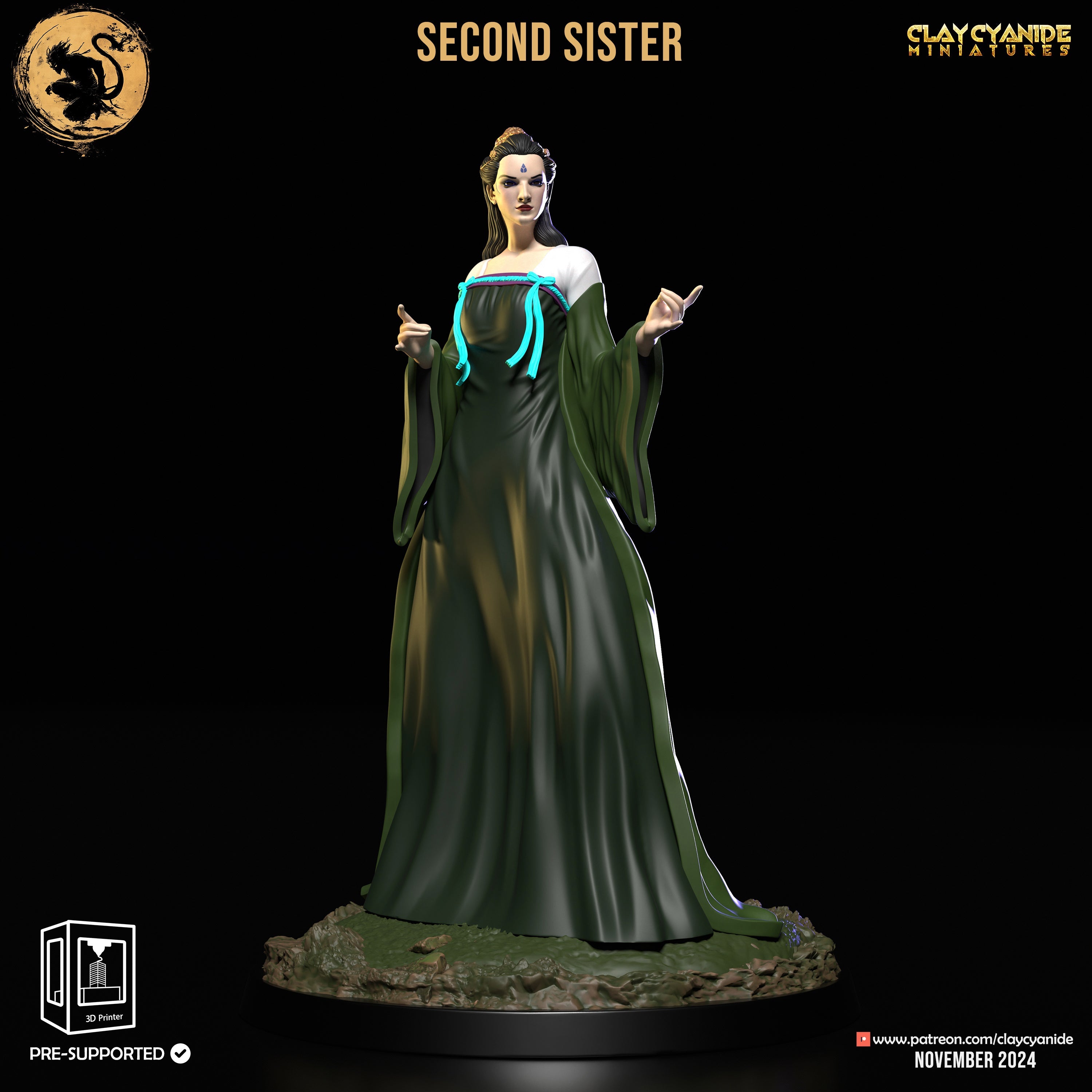 3D Printed Clay Cyanide Second Sister Black Myth Wukong Set 28 32 mm D&D (Online Only)