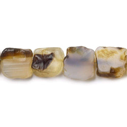 Sepia Brown Agate Beads Tumbled Hammer Faceted Square (ONLINE ORDER ONLY)