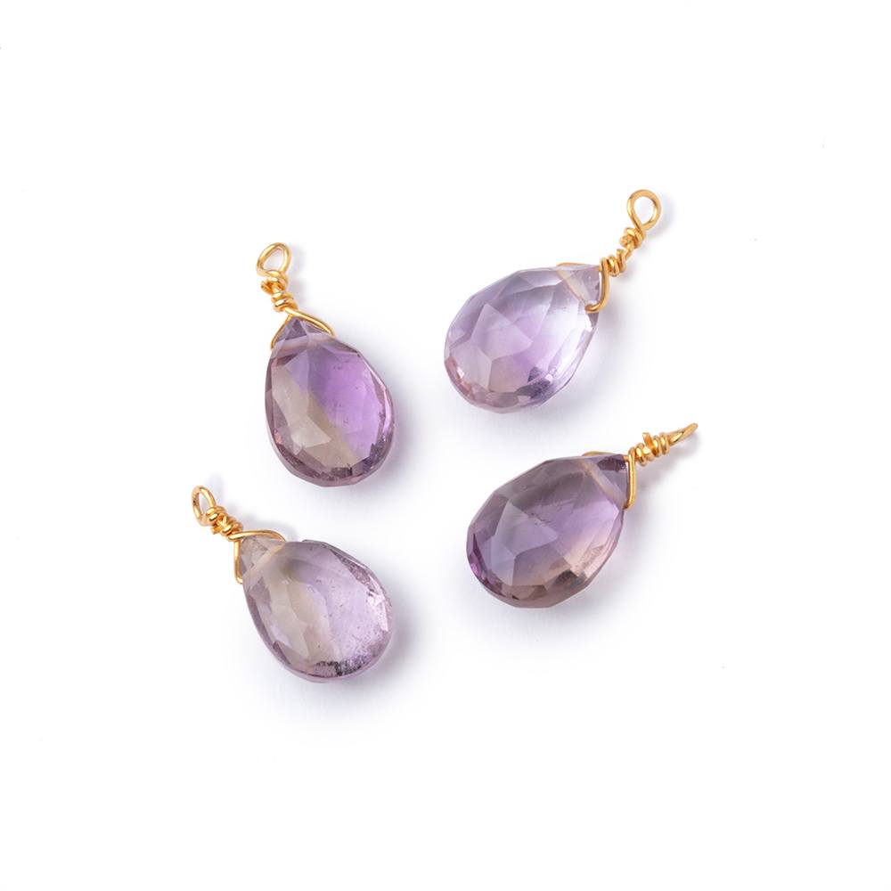 Set of 4 Vermeil Wire Wrapped 9x6mm Ametrine Faceted Pear Focals (ONLINE ORDER ONLY)