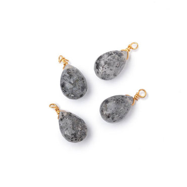 Set of 4 Vermeil Wire Wrapped 9x6mm Celestial Quartz Faceted Pear Focals (ONLINE ORDER ONLY)