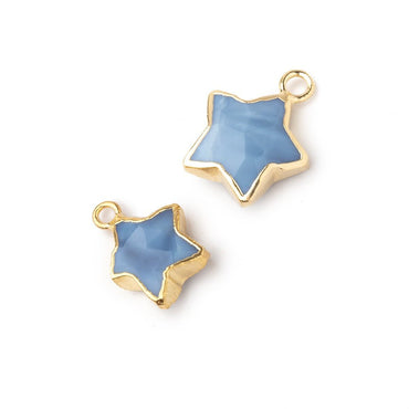 Set of two Gold Leafed Owyhee Blue Opal Faceted Star Focal Pendants (ONLINE ORDER ONLY)
