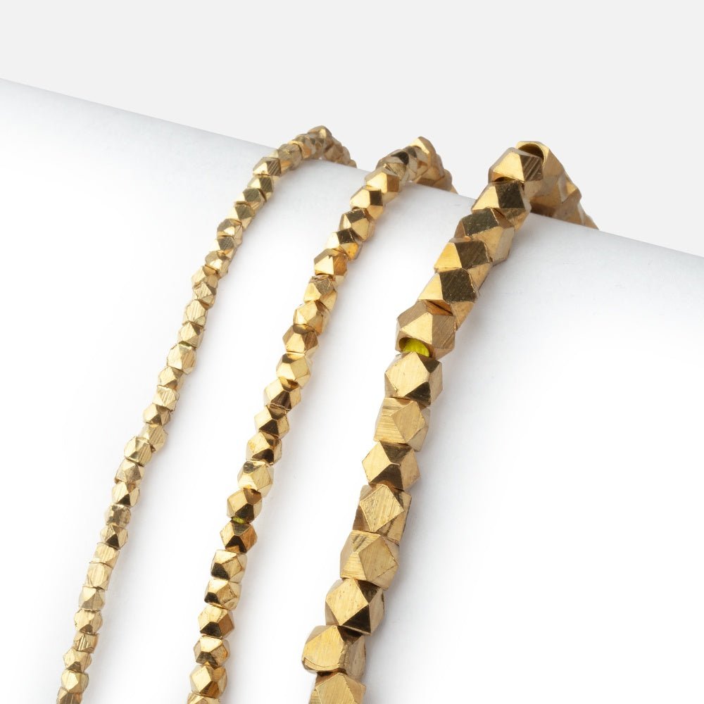 Shiny Brass Faceted Nugget Beads on an 8 inch Strand (ONLINE ORDER ONLY)