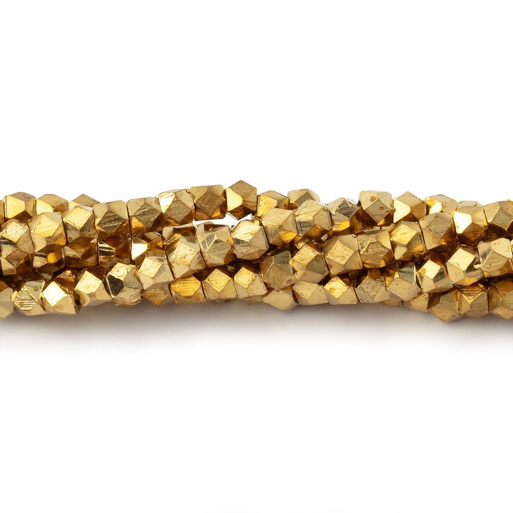 Shiny Brass Faceted Nugget Beads on an 8 inch Strand (ONLINE ORDER ONLY)