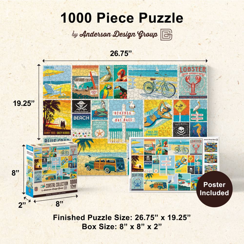 Vintage Posters - Coastal Collection 1000 Piece Jigsaw Puzzle