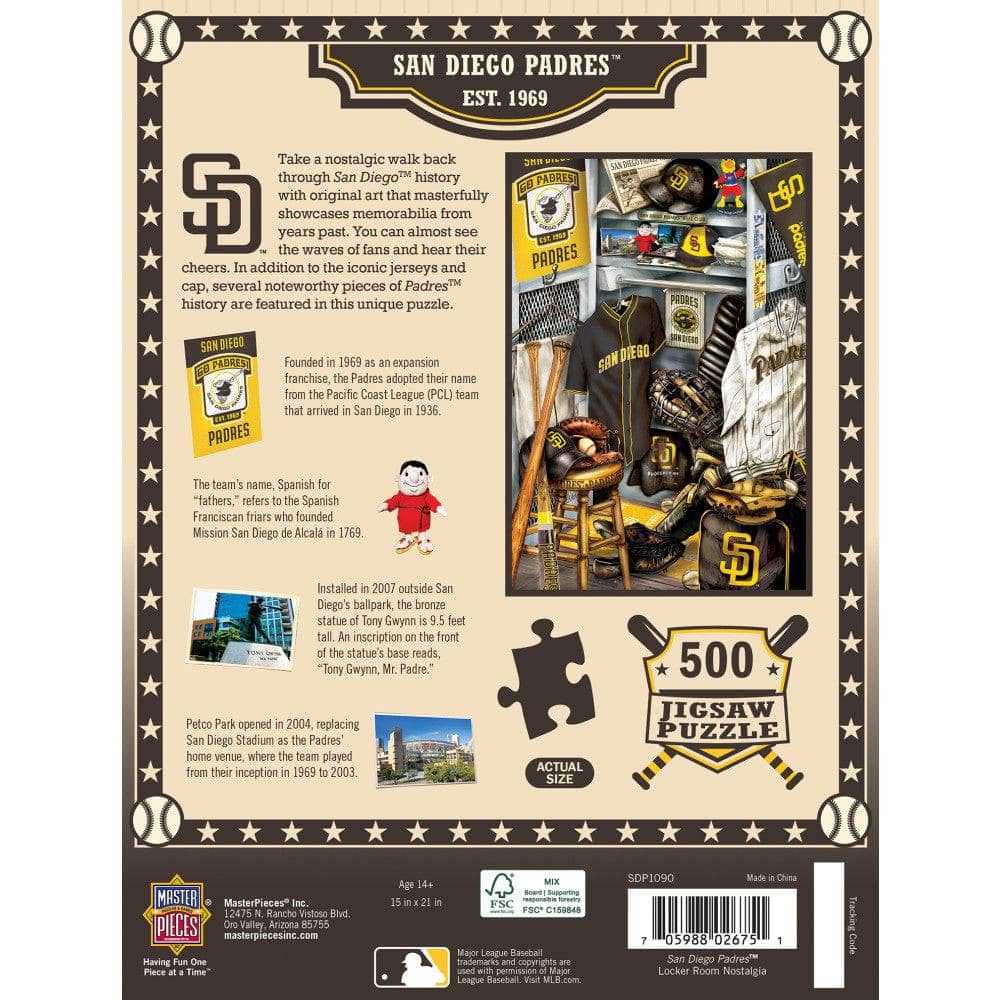 San Diego Padres - Locker Room 500 Piece Jigsaw Puzzle (ONLINE ORDER ONLY)