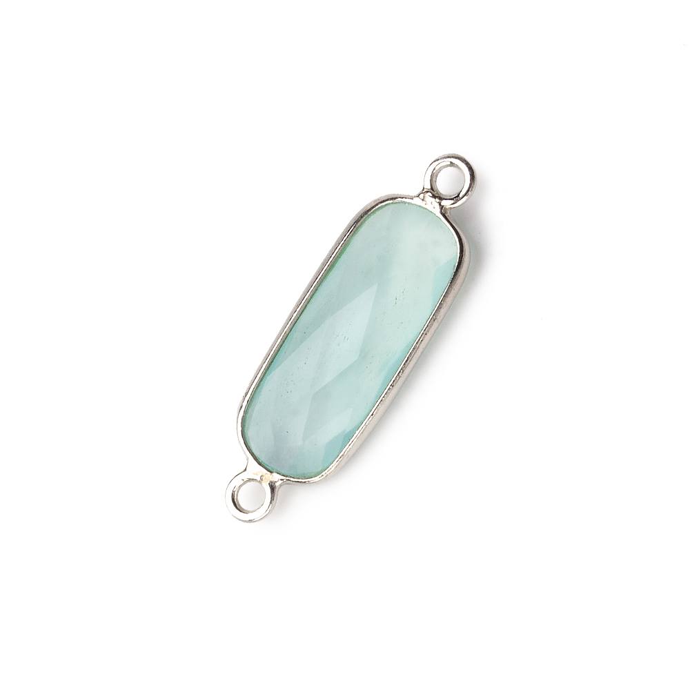 Silver .925 Bezeled Seafoam Green Chalcedony oval Connector  focal (ONLINE ORDER ONLY)