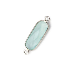 Silver .925 Bezeled Seafoam Green Chalcedony oval Connector  focal (ONLINE ORDER ONLY)