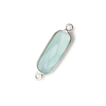 Silver .925 Bezeled Seafoam Green Chalcedony oval Connector  focal (ONLINE ORDER ONLY)