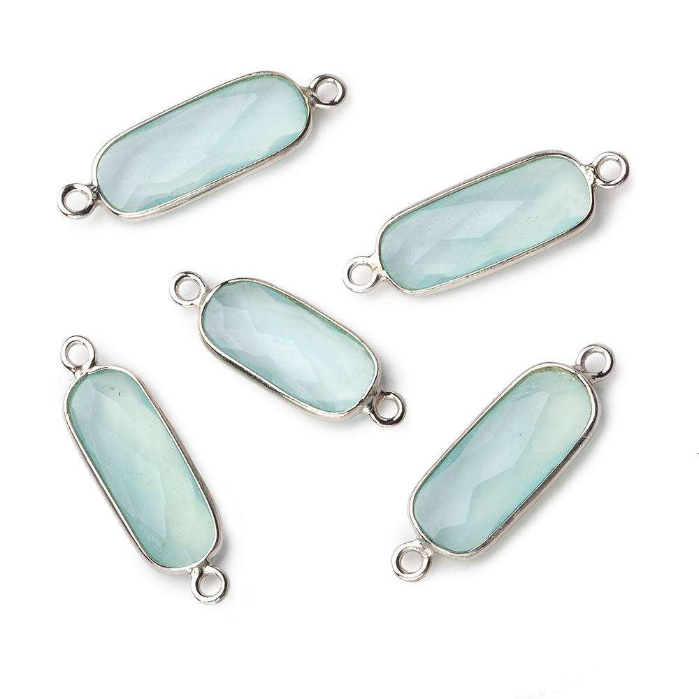 Silver .925 Bezeled Seafoam Green Chalcedony oval Connector  focal (ONLINE ORDER ONLY)