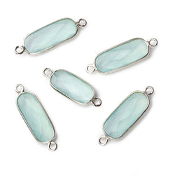 Silver .925 Bezeled Seafoam Green Chalcedony oval Connector  focal (ONLINE ORDER ONLY)