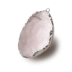 Silver Leafed Baby Pink Concave Drusy Pendant 1 focal bead 42x29x17mm  A Grade (ONLINE ORDER ONLY)
