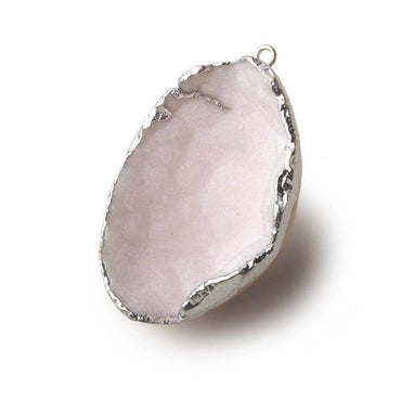 Silver Leafed Baby Pink Concave Drusy Pendant 1 focal bead 42x29x17mm  A Grade (ONLINE ORDER ONLY)