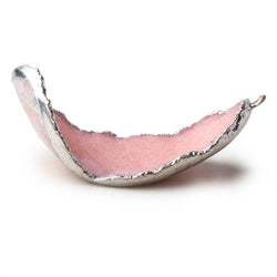 Silver Leafed Bubble Gum Pink Concave Drusy Pendant 1 focal bead 47x27x20mm  A Grade (ONLINE ORDER ONLY)