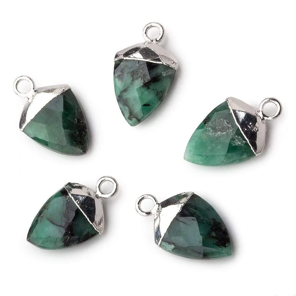 13x10mm Silver Leafed Emerald faceted shield Pendant 1 focal bead (ONLINE ORDER ONLY)