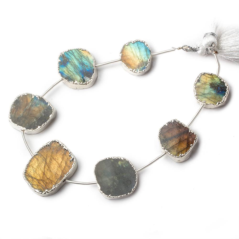 11x9-21x19mm Silver Leafed Labradorite plain slice strand 7 beads (ONLINE ORDER ONLY)
