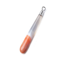 Silver Leafed Salmon Orange Banded Agate tear drop Pendant 1 focal bead 40x7mm (ONLINE ORDER ONLY)
