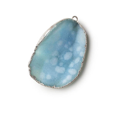 Silver Leafed Sky Blue Concave Drusy Pendant 1 focal bead 38x27x14mm  A Grade (ONLINE ORDER ONLY)