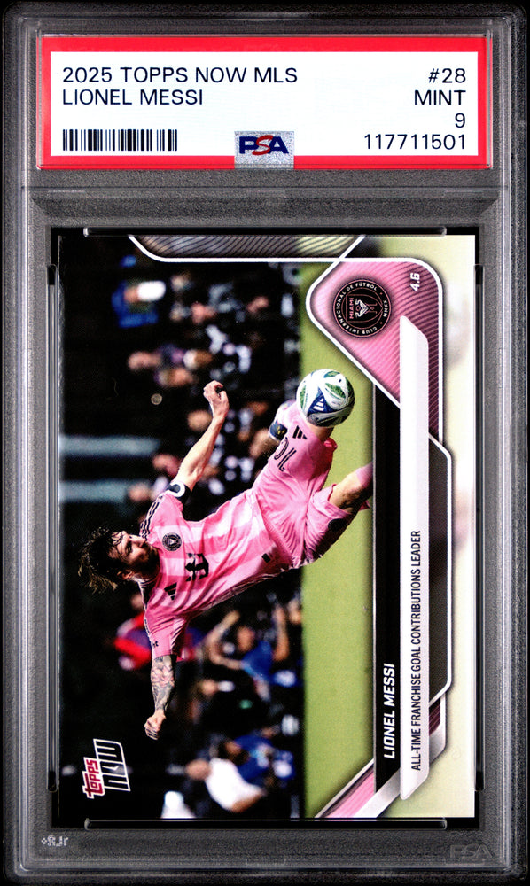 Graded 2025 Topps Now MLS Lionel Messi #28 Soccer Card PSA 9 Mint (ONLINE ORDER ONLY)
