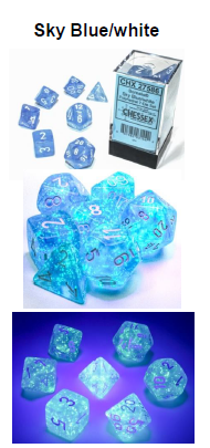 Borealis Sky Blue/white 7-Dice / 16mm / 12mm / 30mm Luminary (Online Only)