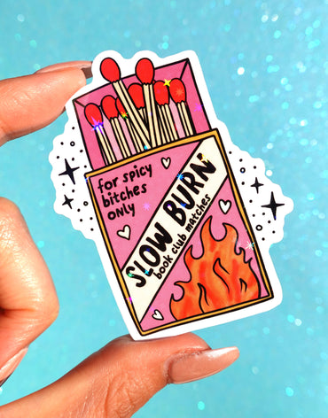 Slow Burn Book Club Sticker – Funny Spicy Romance Glitter Vinyl Sticker (ONLINE ORDER ONLY)