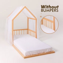 Wooden Montessori House Floor Bed with Fence and Roof for Kids (190x90 cm) (ONLINE ORDER ONLY)