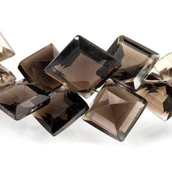 Smoky Quartz Pavilion Faceted Square Beads, 7.5 inch, 4x4x3-11x11x4mm, 55 pieces (ONLINE ORDER ONLY)