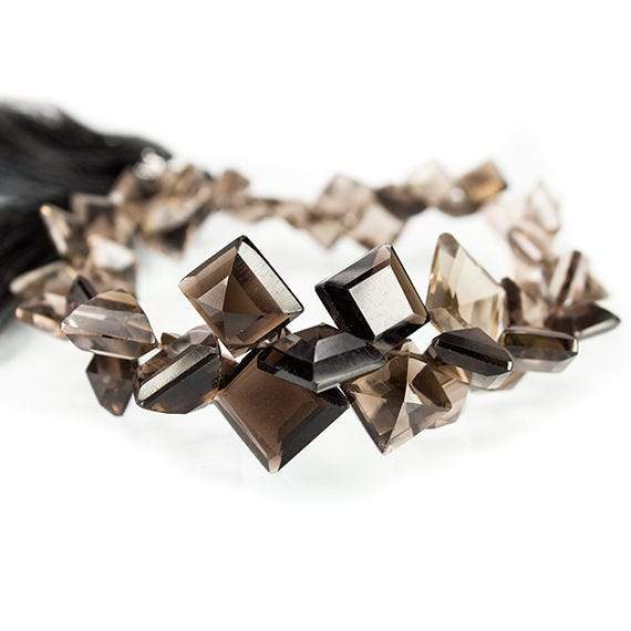 Smoky Quartz Pavilion Faceted Square Beads, 7.5 inch, 4x4x3-11x11x4mm, 55 pieces (ONLINE ORDER ONLY)