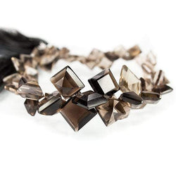 Smoky Quartz Pavilion Faceted Square Beads, 7.5 inch, 4x4x3-11x11x4mm, 55 pieces (ONLINE ORDER ONLY)